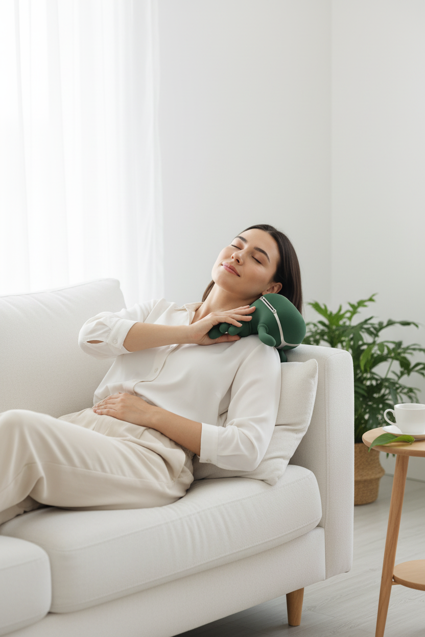 Imagen lifestyle con masajeador de manos